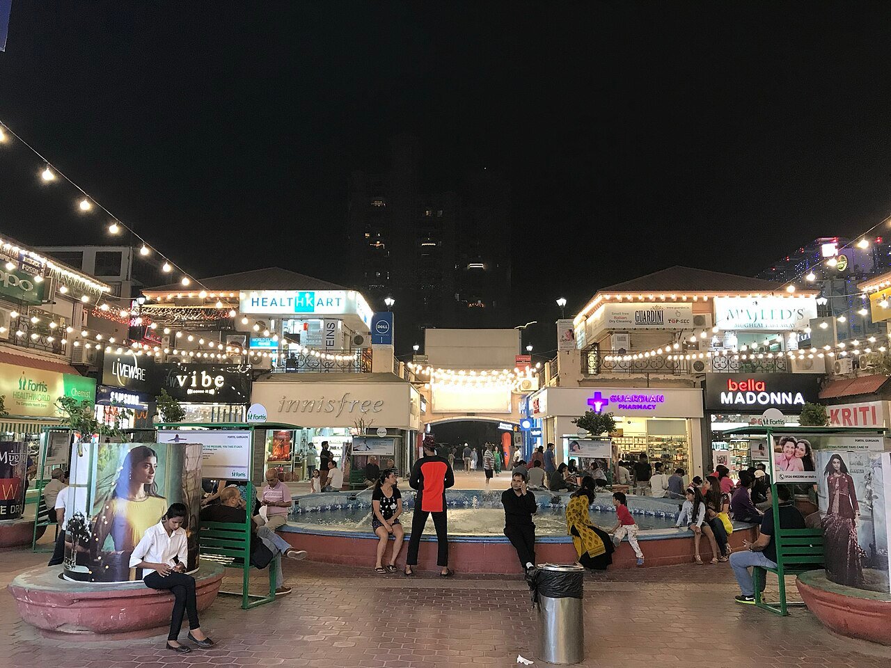 DLF Galleria area in Gurgaon at night