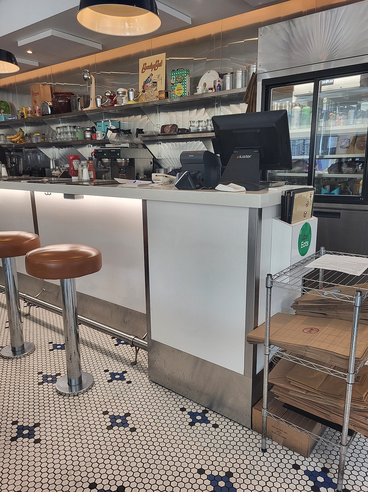 Restaurant counter and dining floor